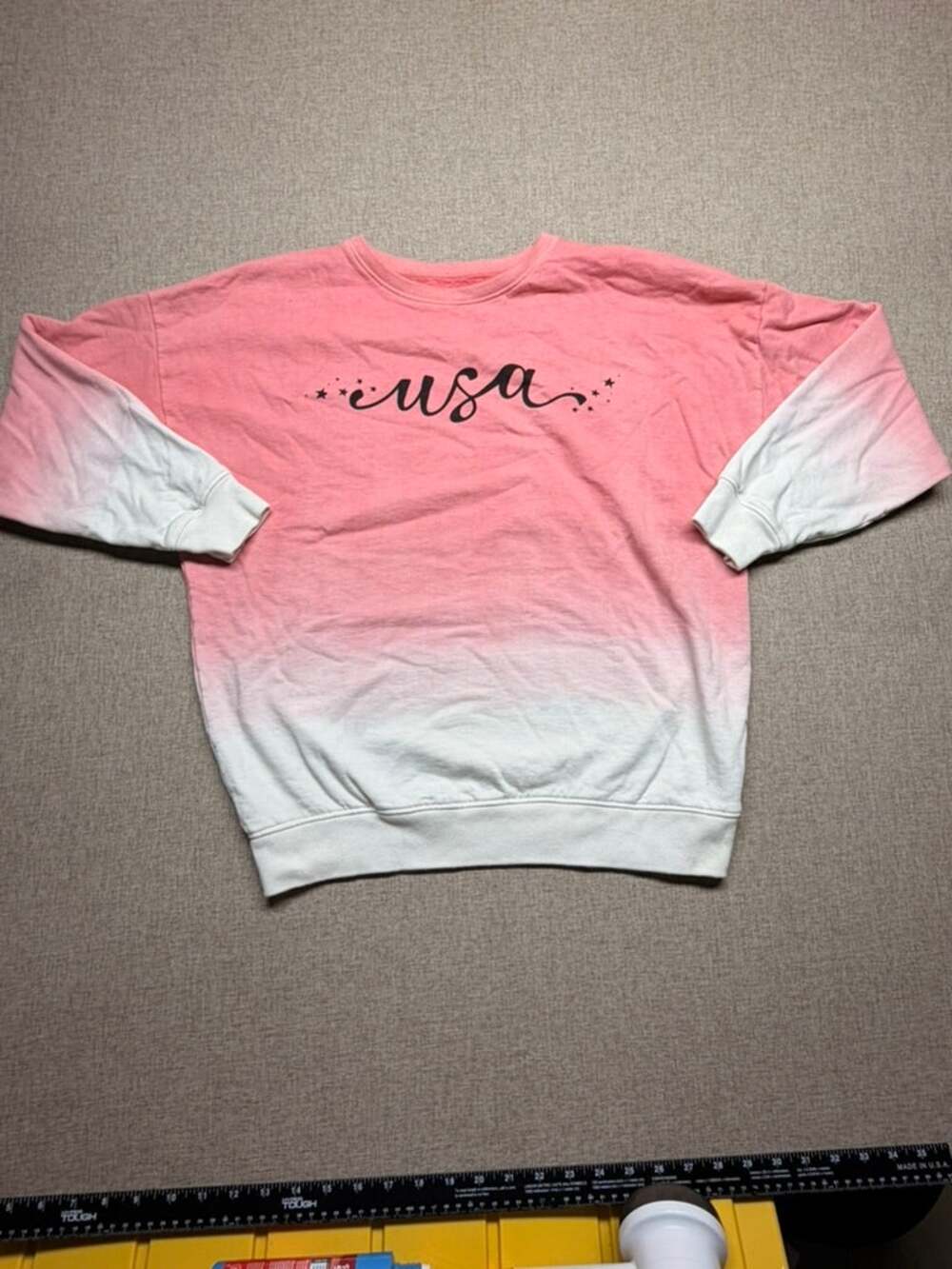 Elisabeth + Faith USA Pink White Ombré Sweatshirt Women's M Organic Cotton